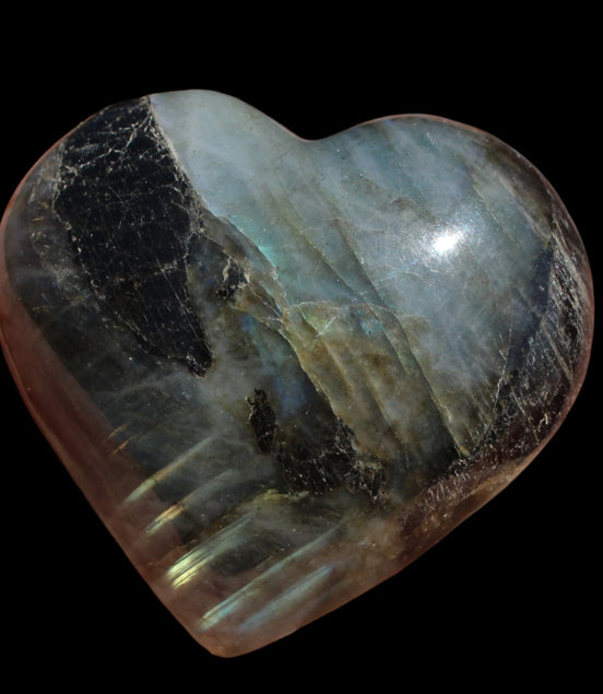 Labradorite heart 76g in sunlight - Rocks and Things Store