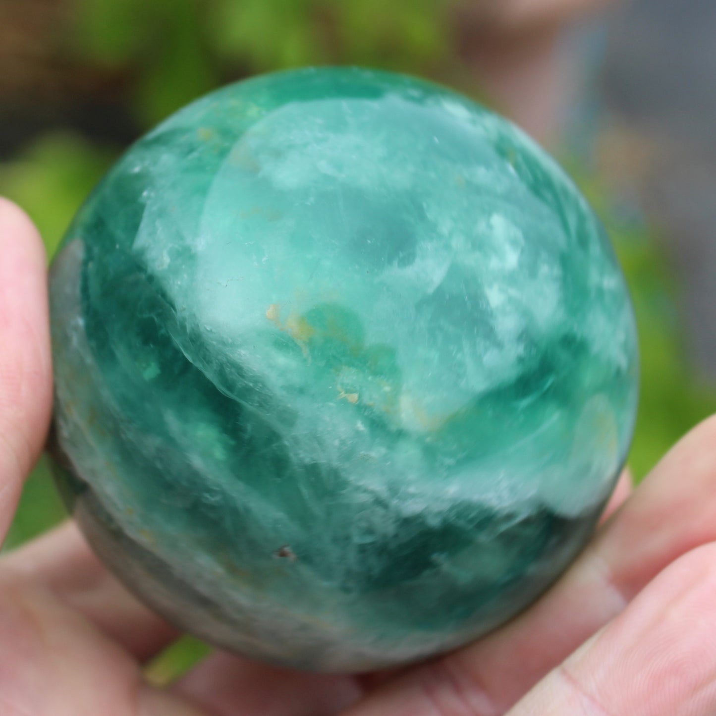 Green Fluorite sphere 606g
