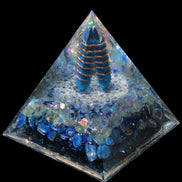 Orgone pyramid blue 112g in sunlight - Rocks and Things Store