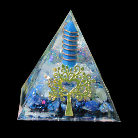 Orgone pyramid blue 112g in sunlight - Rocks and Things Store