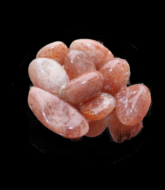 Golden Sunstone 8 tiny polished stones from  Arusha, Tanziania 6-9g in sunshine - Rocks and Things Store