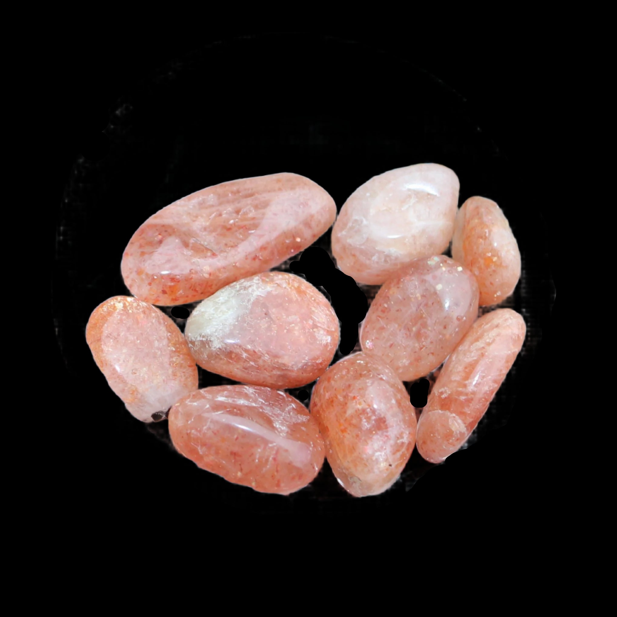 Golden Sunstone 8 tiny polished stones from  Arusha, Tanziania 6-9g in sunshine - Rocks and Things Store
