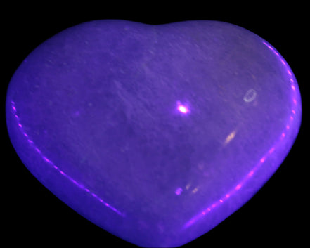 Celestite heart 542g in UV light - Rocks and Things Store