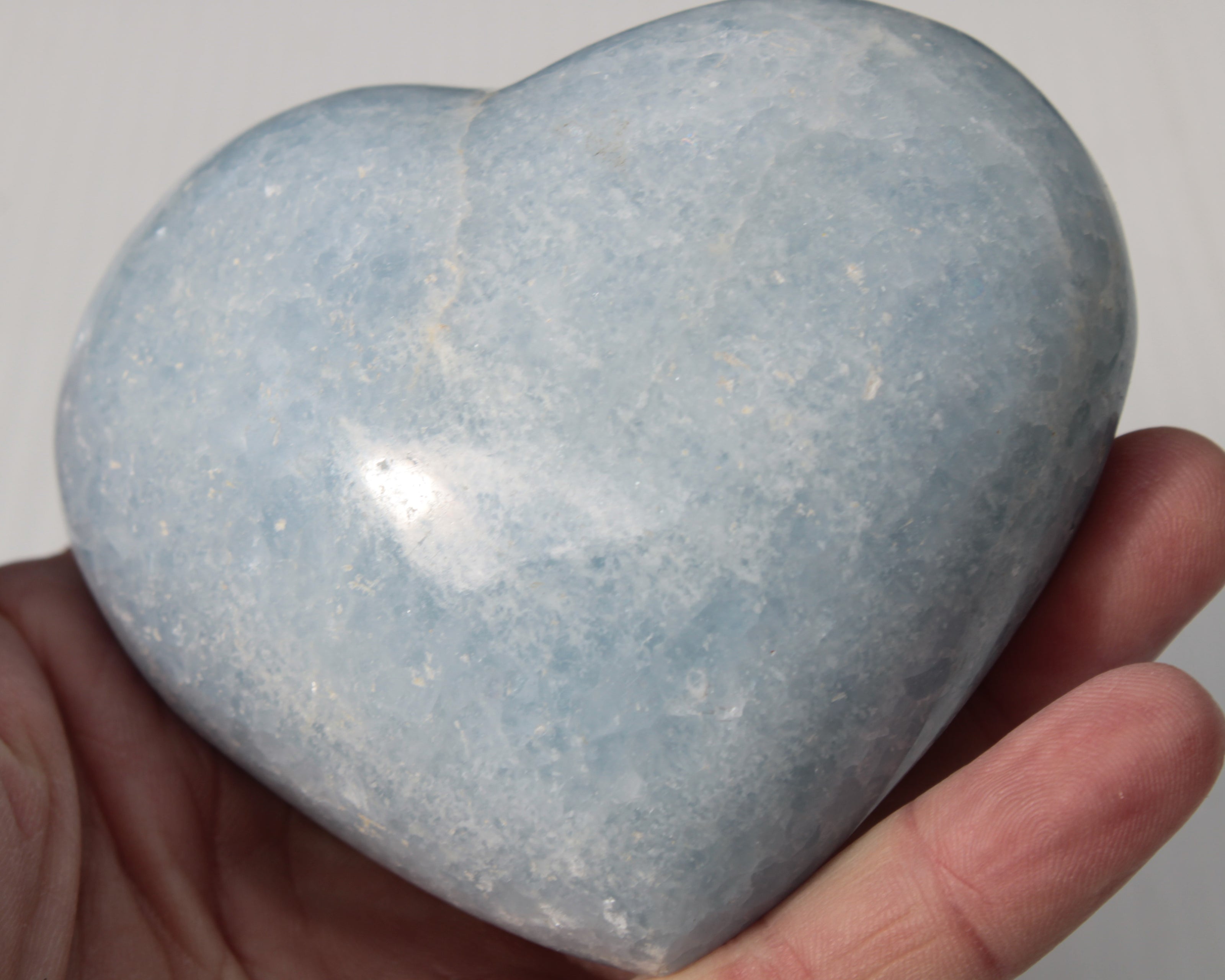 Celestite heart 542g Rocks and Things