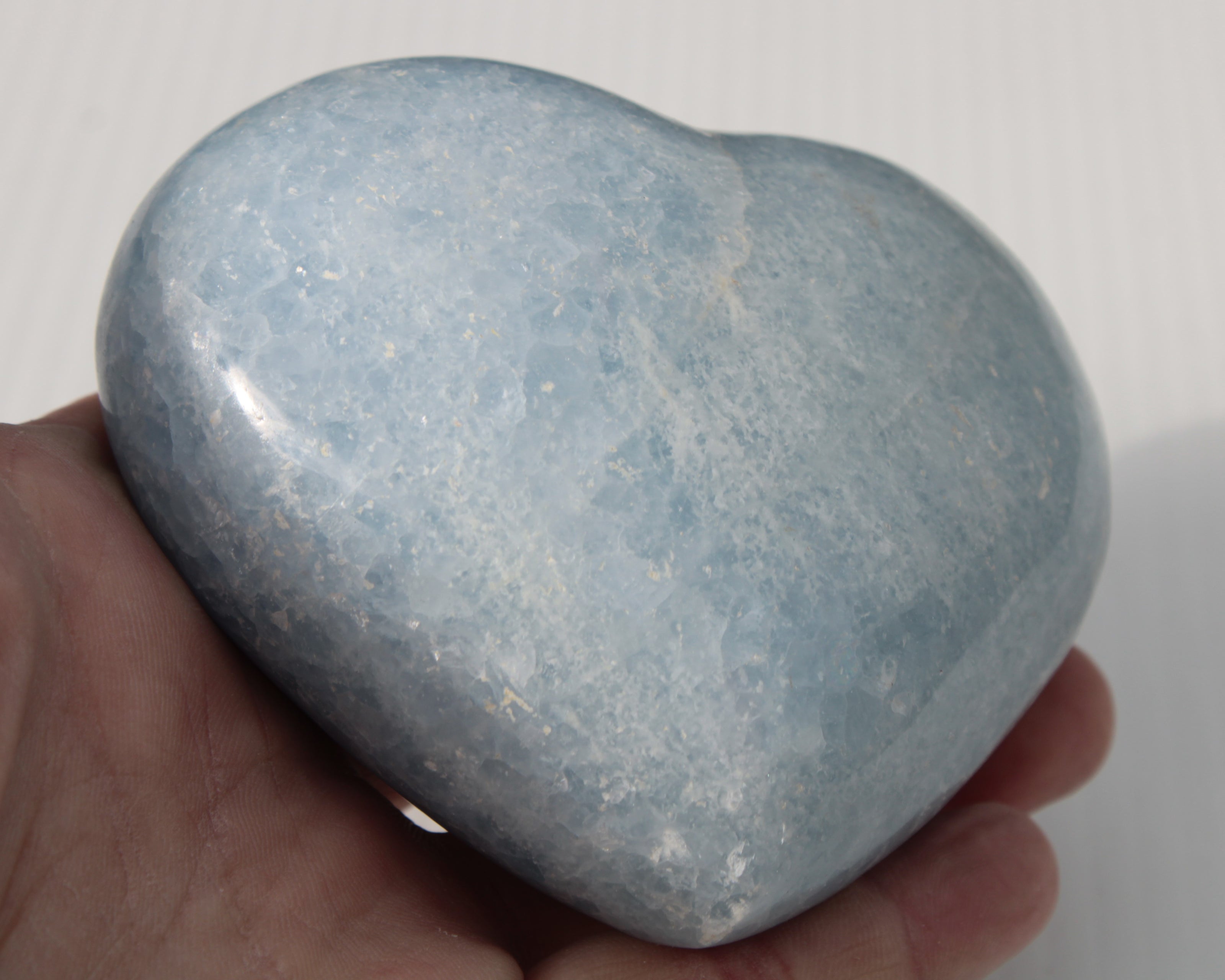 Celestite heart 542g Rocks and Things