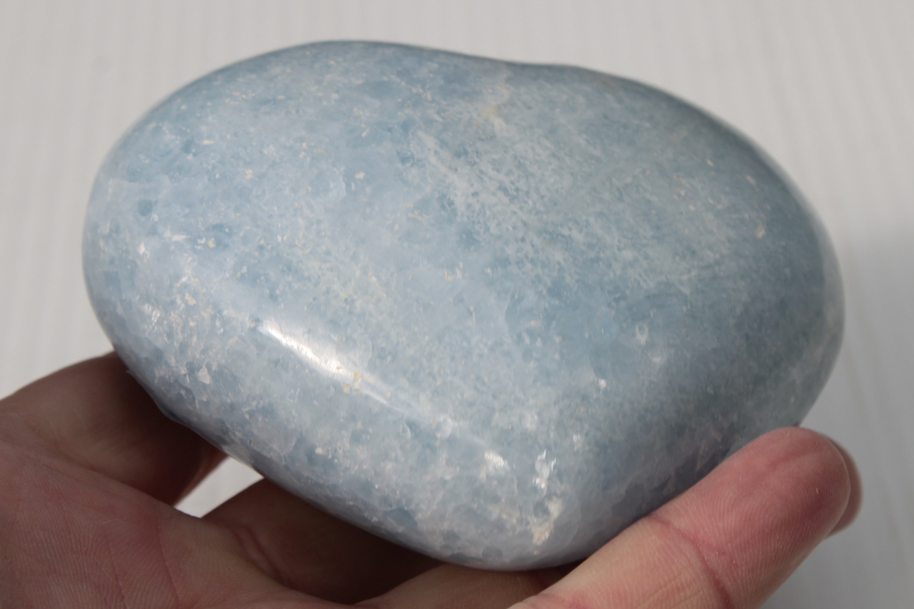 Celestite heart 542g Rocks and Things