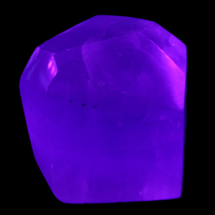 Purple Fluorite polygon 201g in UV light - Rocks and Things Store