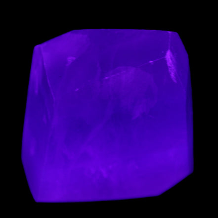 Purple Fluorite polygon 201g in UV light - Rocks and Things Store