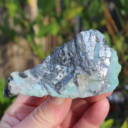 Blue Caribbean Aragonite with Stibnite rough 207g Rocks and Things