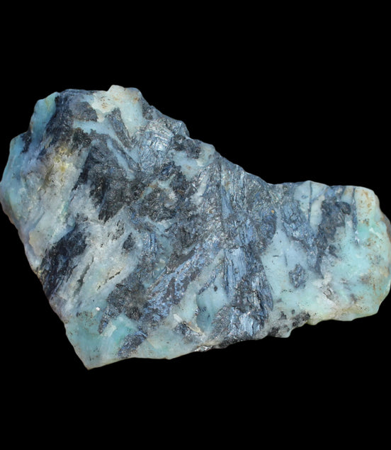 Blue Aragonite with Stibnite rough specimen 207g in sunshine -  Rocks and Things Store
