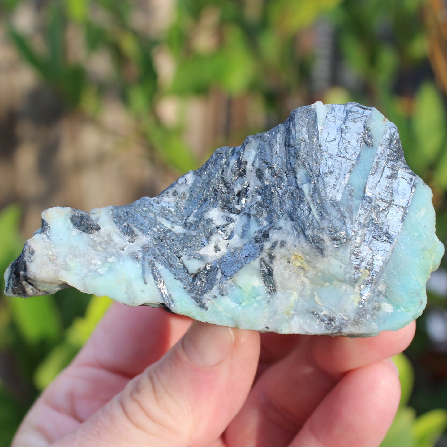 Blue Caribbean Aragonite with Stibnite rough 207g Rocks and Things