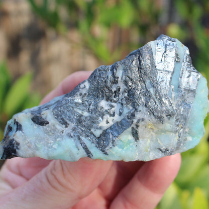 Blue Caribbean Aragonite with Stibnite rough 207g Rocks and Things