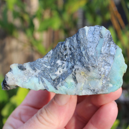 Blue Caribbean Aragonite with Stibnite rough 207g Rocks and Things