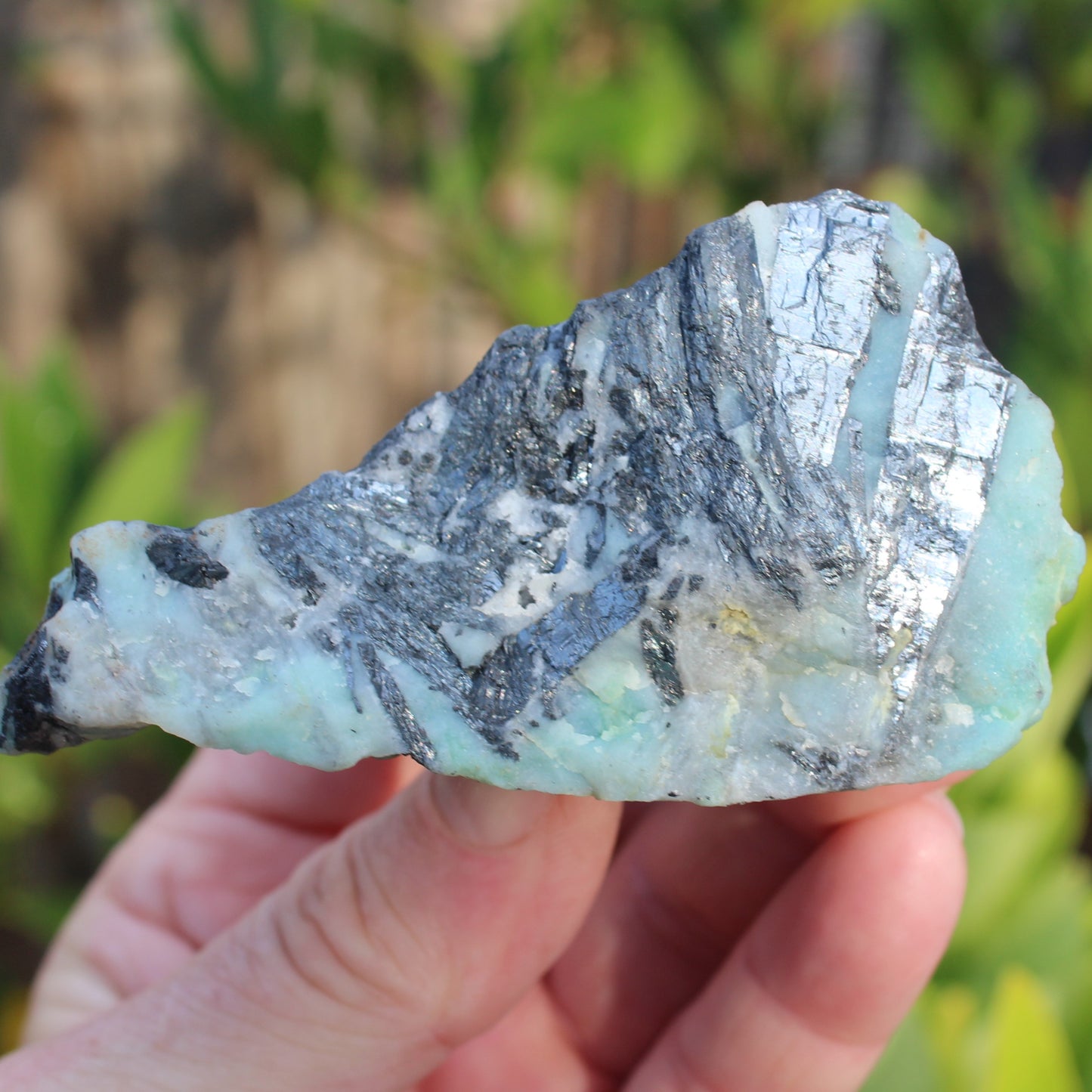 Blue Caribbean Aragonite with Stibnite rough 207g Rocks and Things