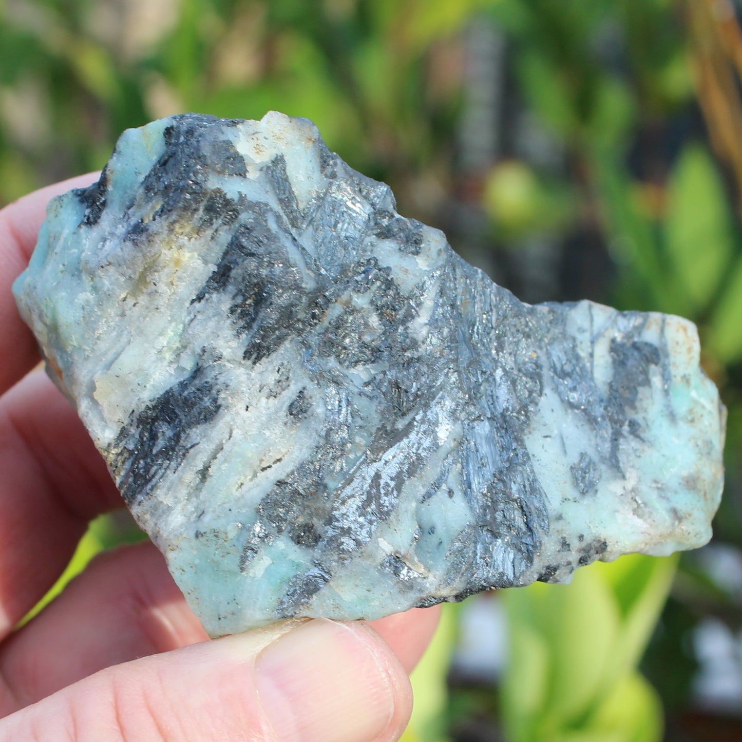 Blue Caribbean Aragonite with Stibnite rough 207g Rocks and Things