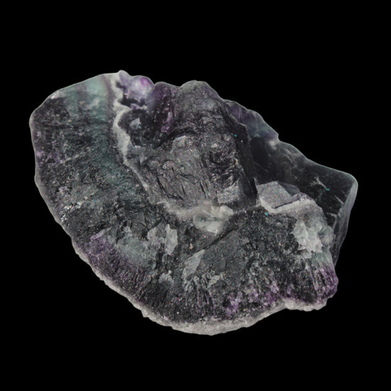 Dark Violet and Rainbow Fluorite geode section 55.9g in sunlight - Rocks and Things Store