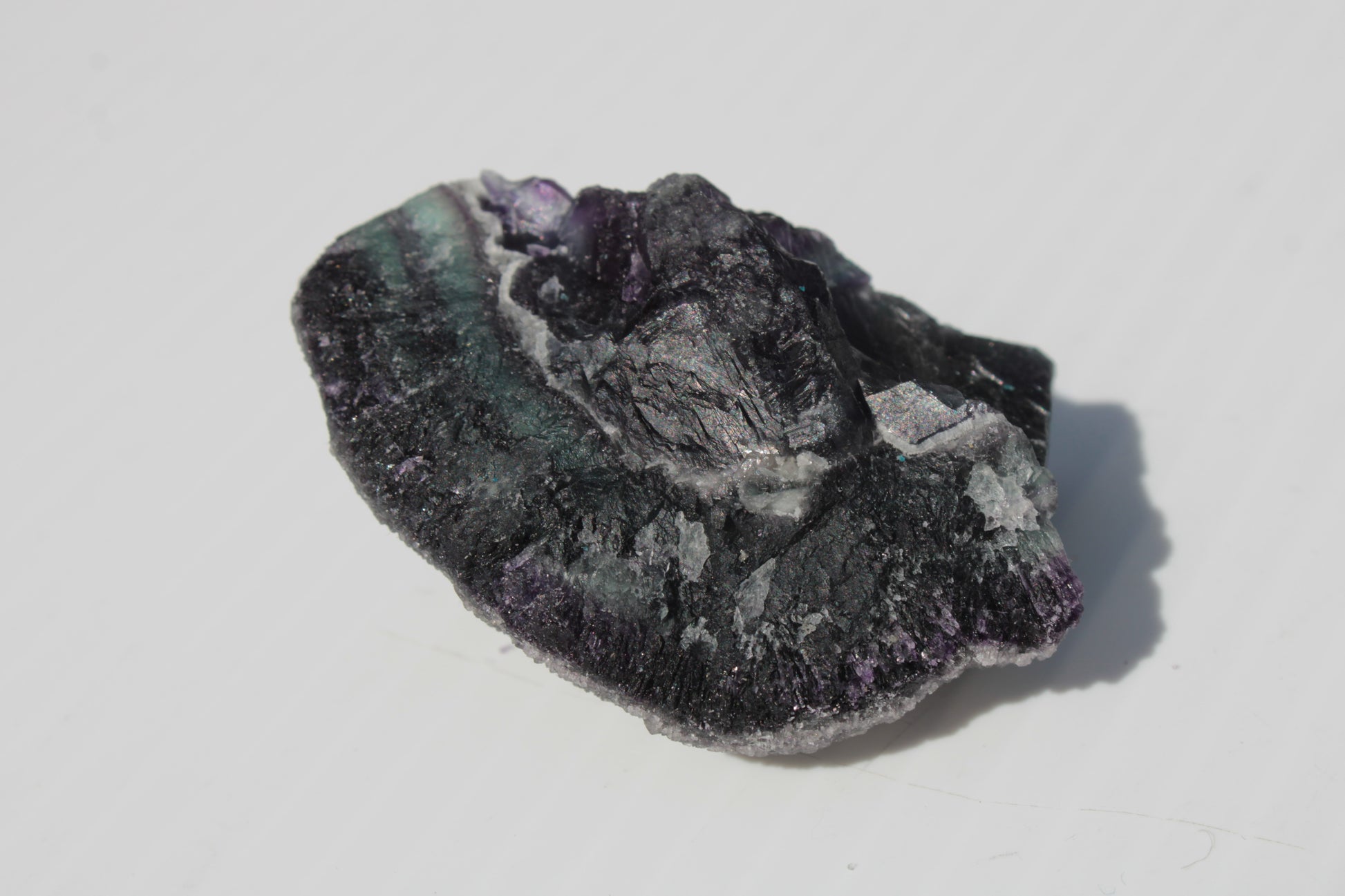 Dark Violet and Rainbow Fluorite geode section 55.9g Rocks and Things