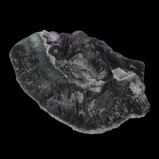 Dark Violet and Rainbow Fluorite geode section 55.9g in sunlight - Rocks and Things Store