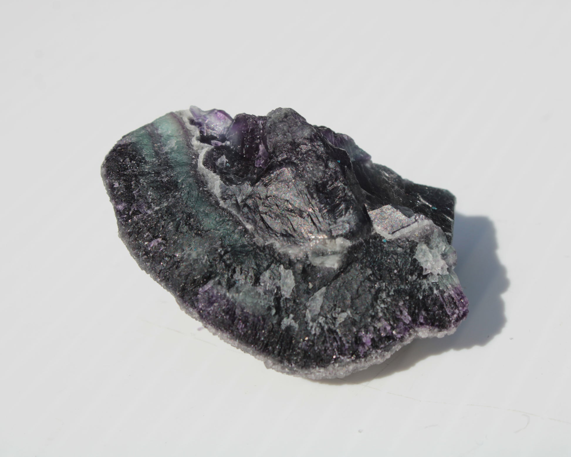 Dark Violet and Rainbow Fluorite geode section 55.9g Rocks and Things