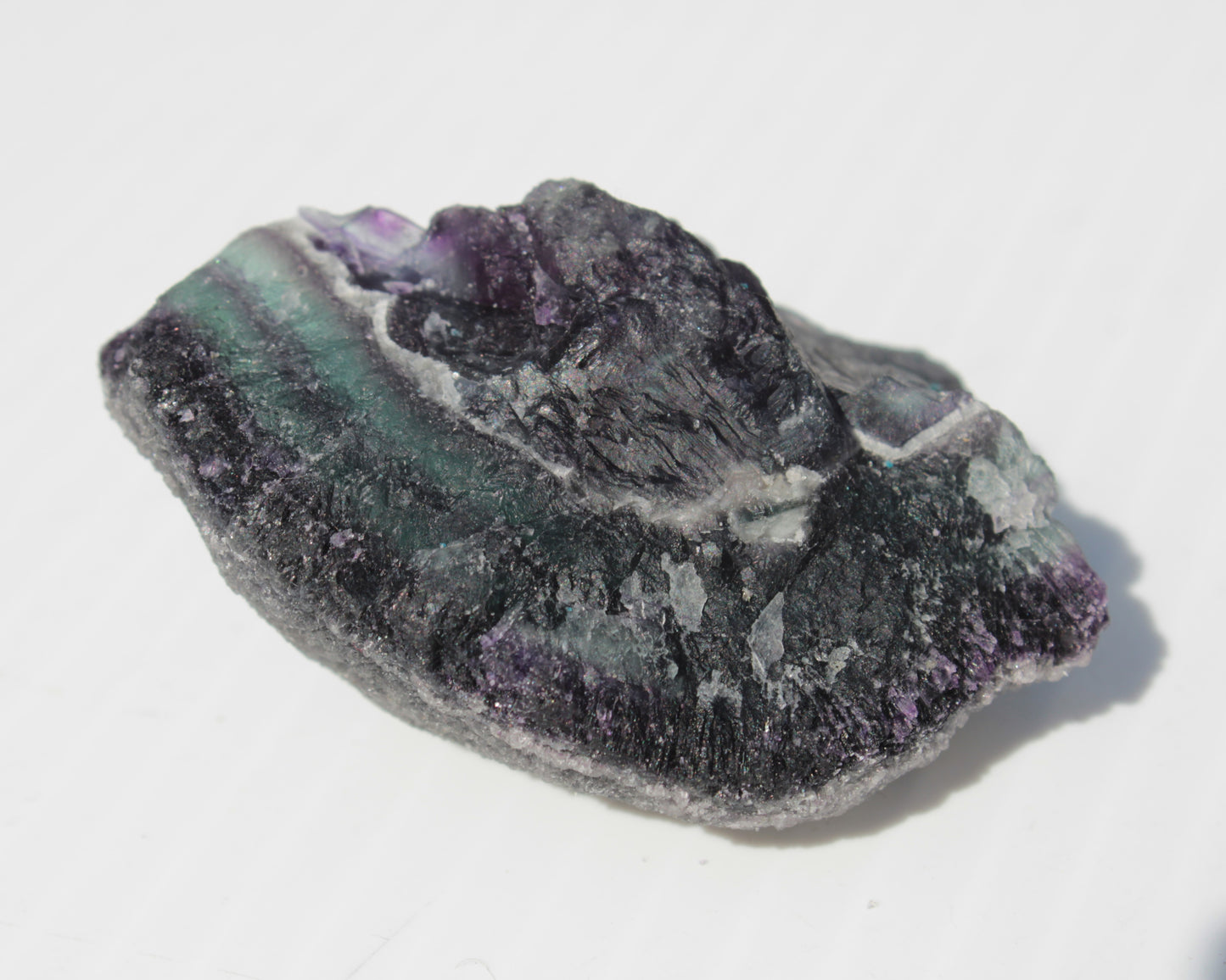 Dark Violet and Rainbow Fluorite geode section 55.9g Rocks and Things