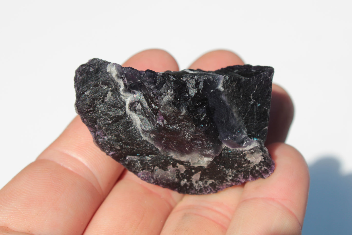 Dark Violet and Rainbow Fluorite geode section 55.9g Rocks and Things