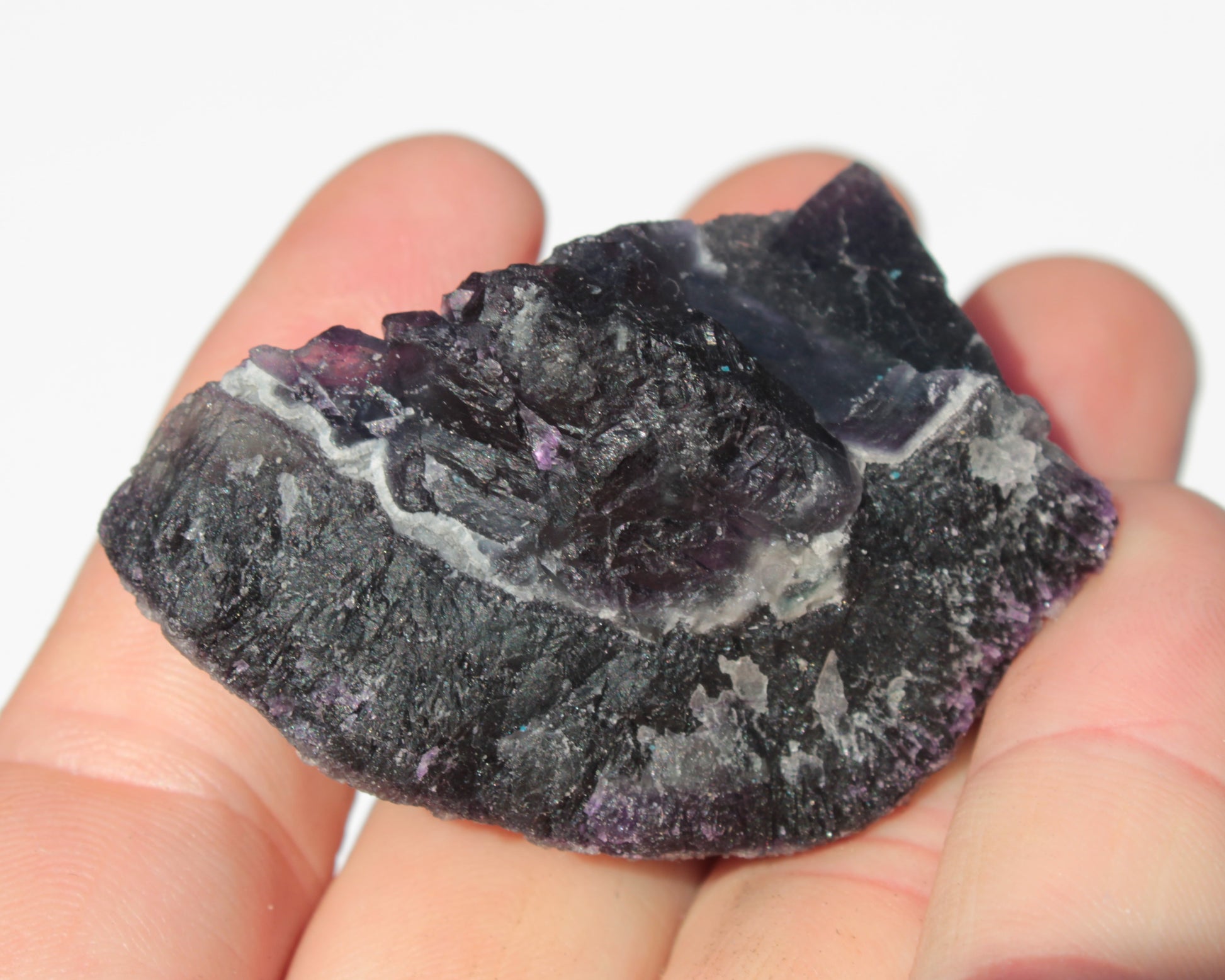 Dark Violet and Rainbow Fluorite geode section 55.9g Rocks and Things