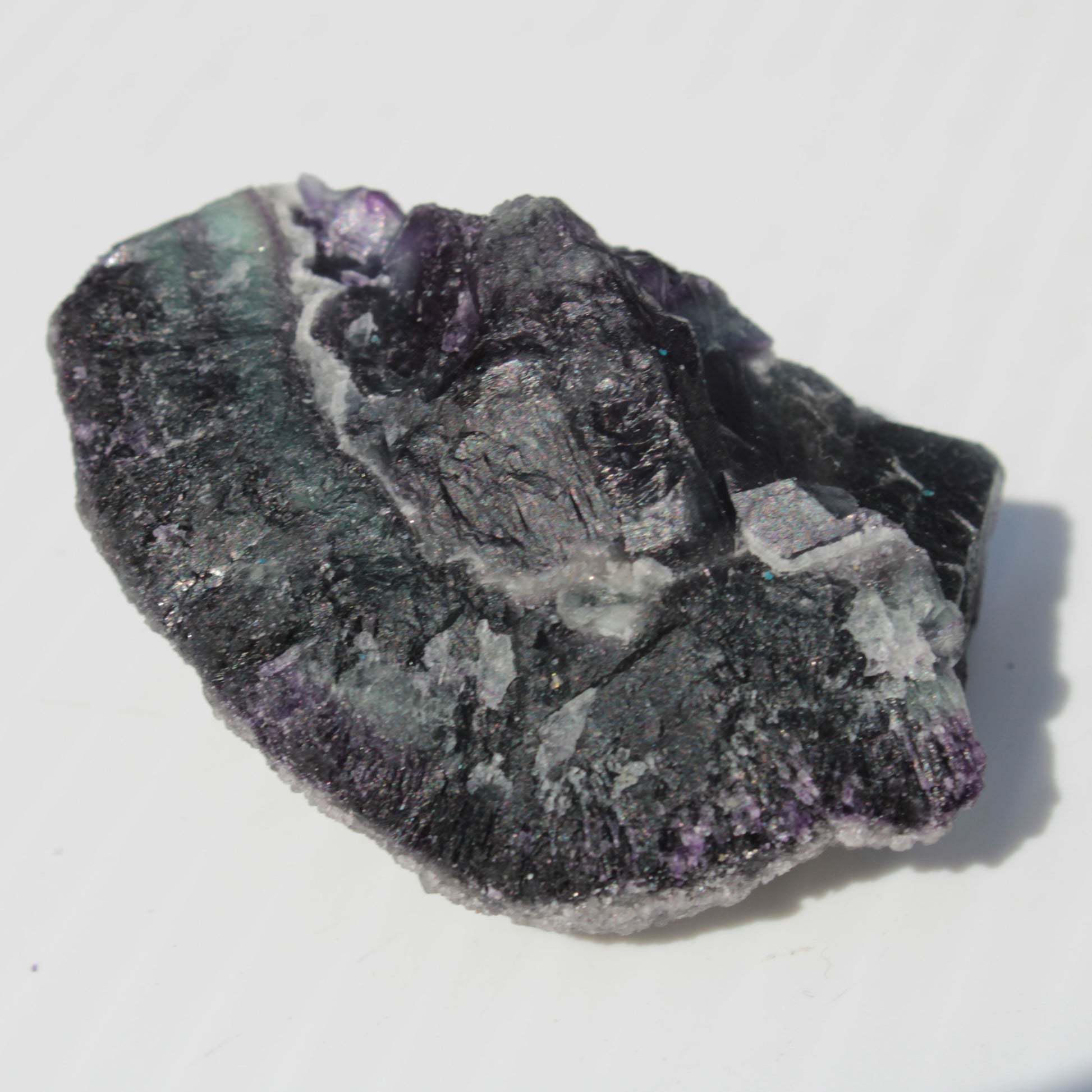 Dark Violet and Rainbow Fluorite geode section 55.9g Rocks and Things