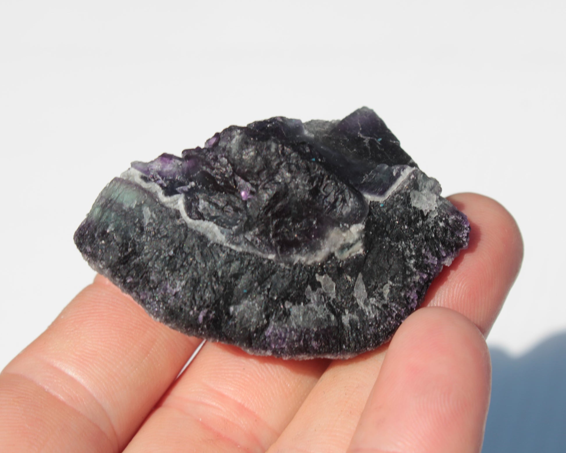 Dark Violet and Rainbow Fluorite geode section 55.9g Rocks and Things