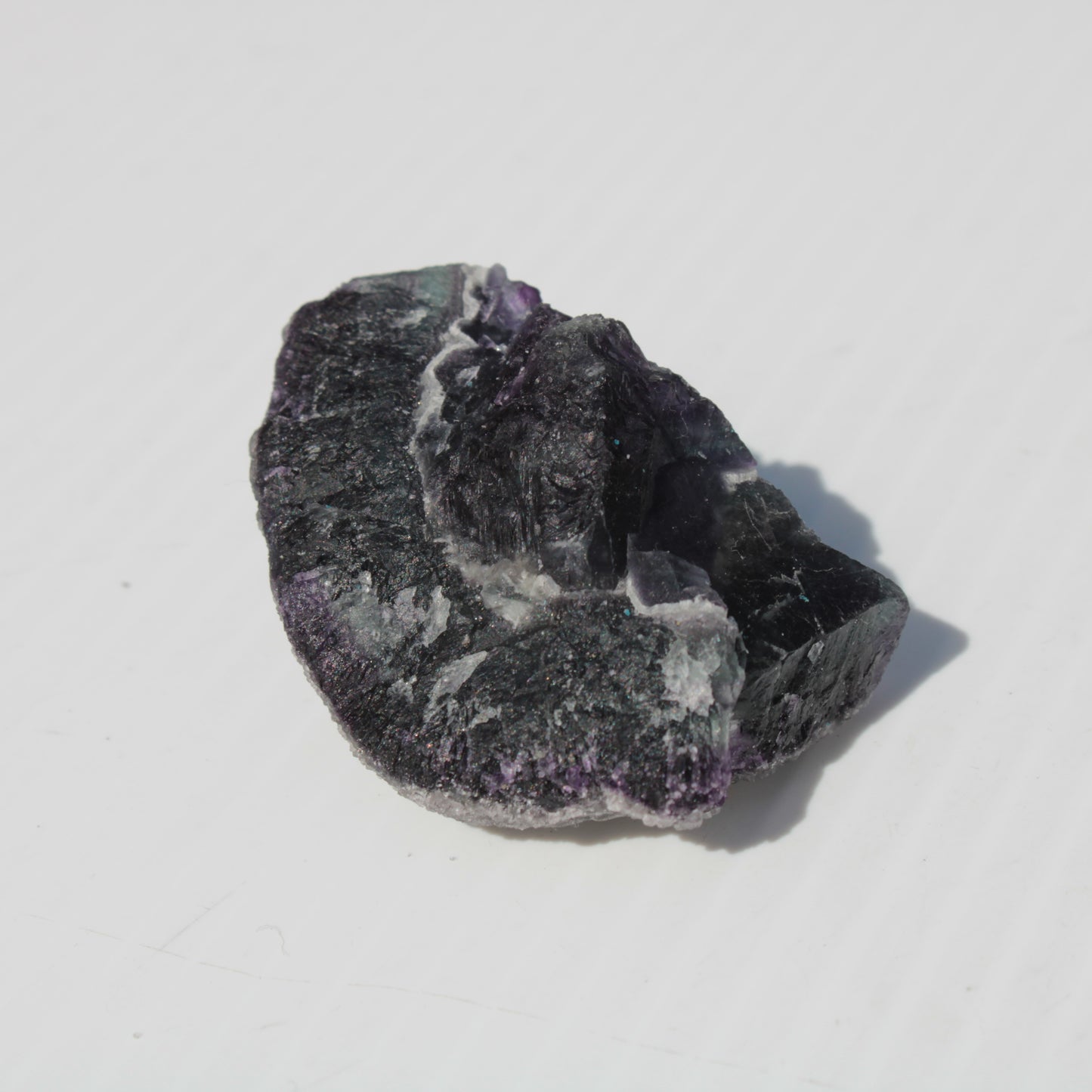 Dark Violet and Rainbow Fluorite geode section 55.9g Rocks and Things