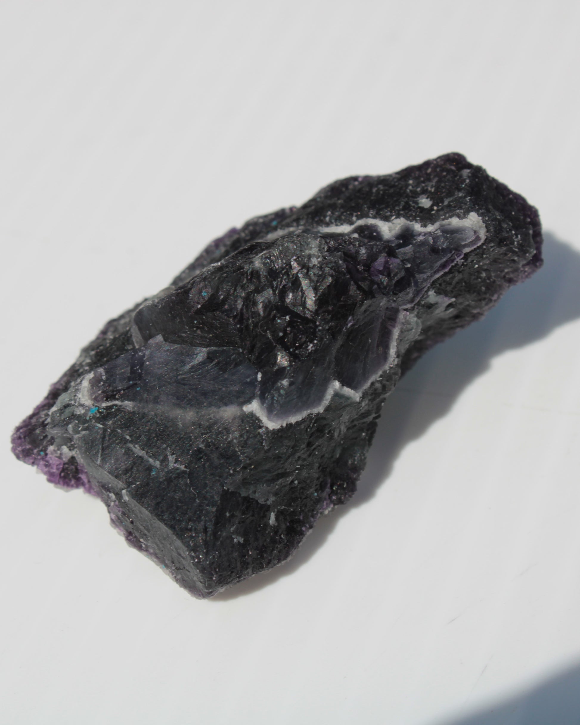 Dark Violet and Rainbow Fluorite geode section 55.9g Rocks and Things