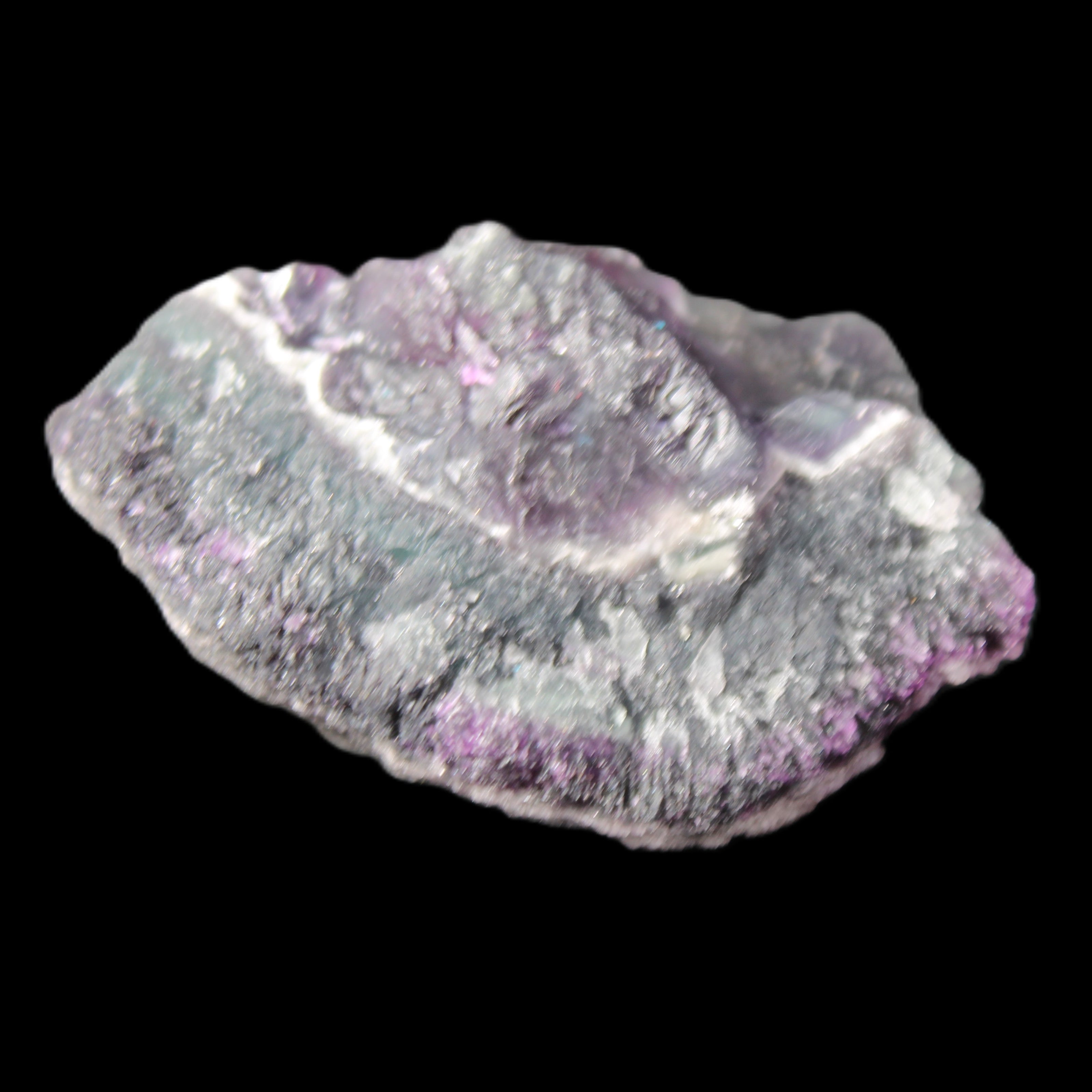 Dark Violet and Rainbow Fluorite geode section 55.9g in sunlight - Rocks and Things Store