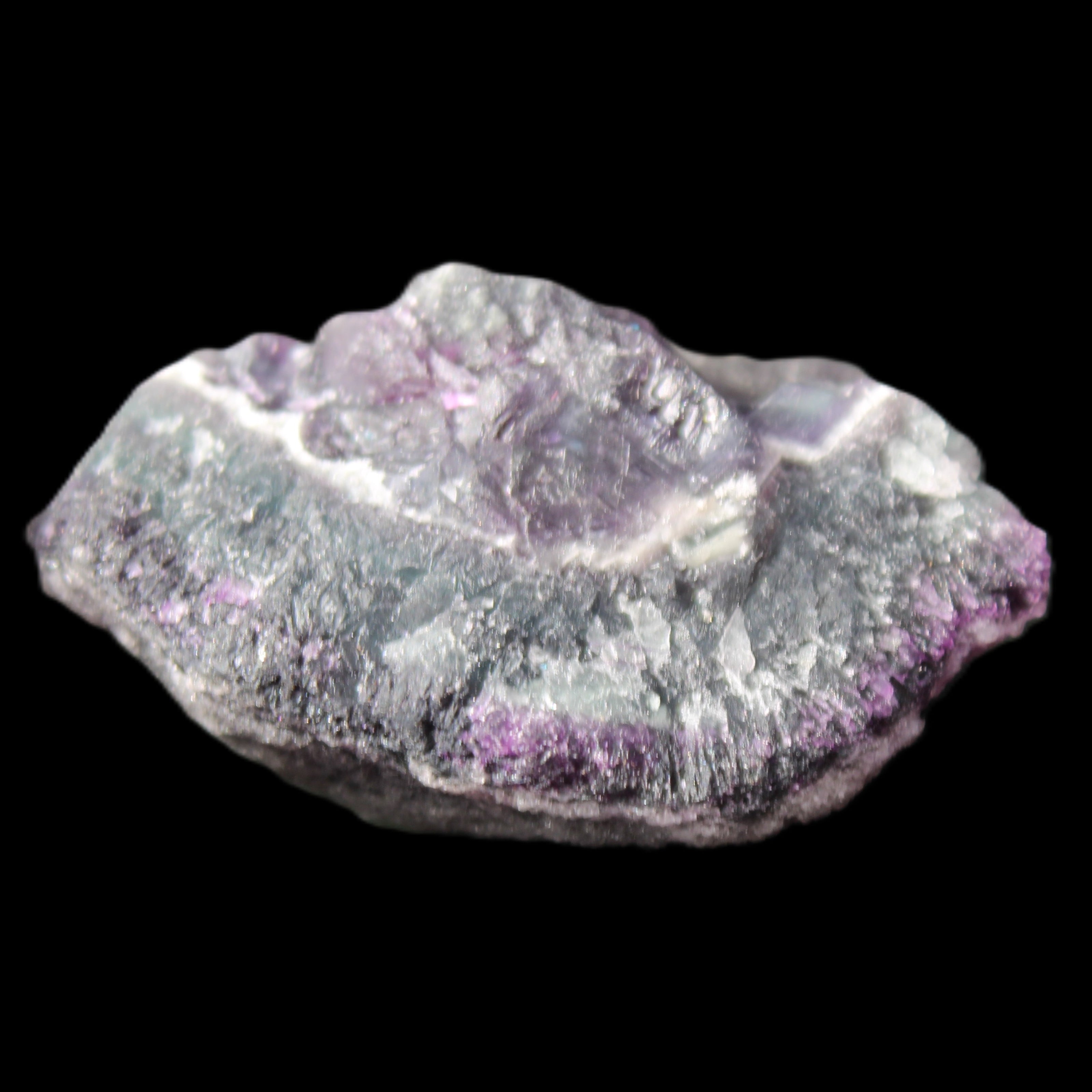 Dark Violet and Rainbow Fluorite geode section 55.9g in sunlight - Rocks and Things Store