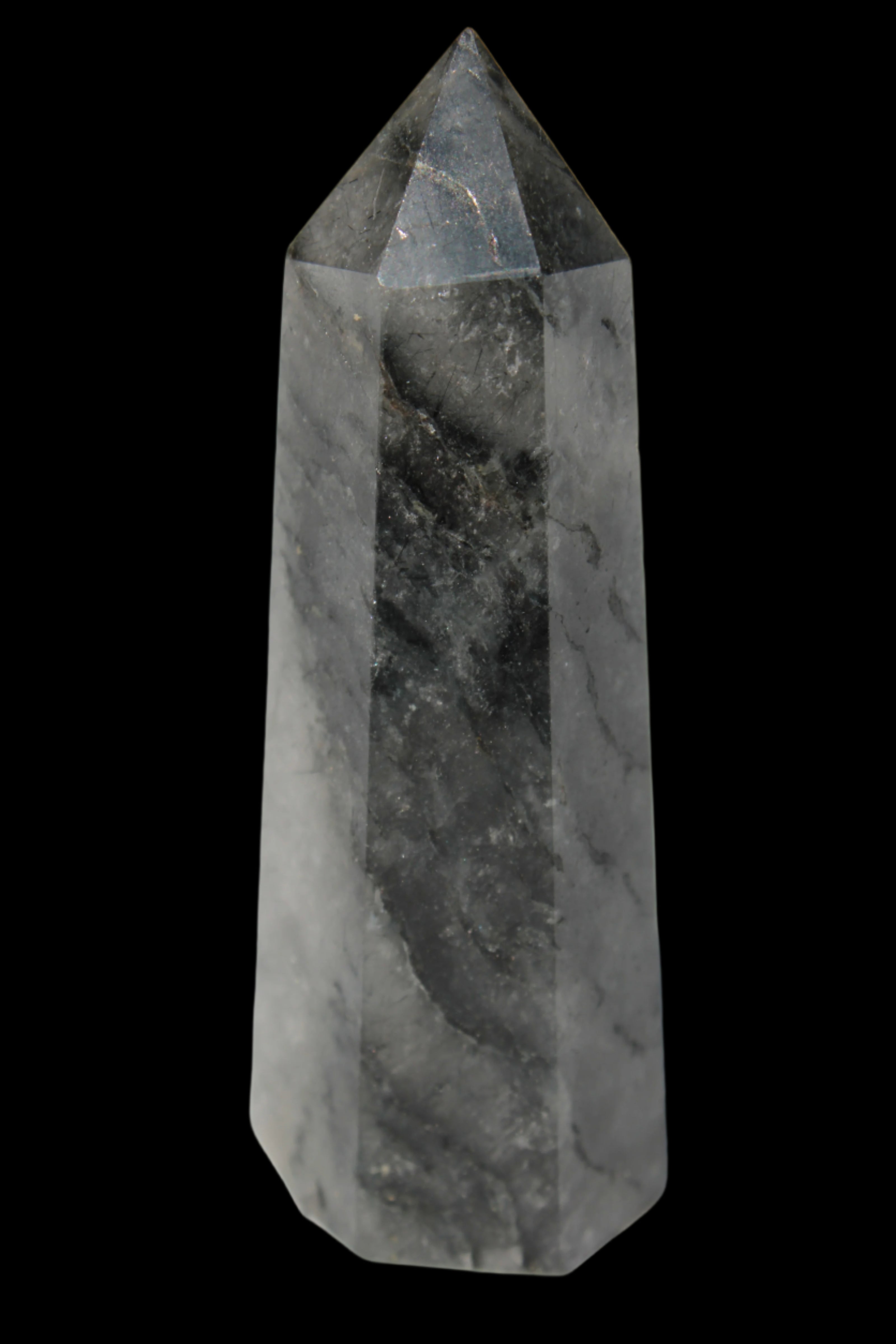 Black hair ghost Quartz wand 39g - Rocks and Things Store