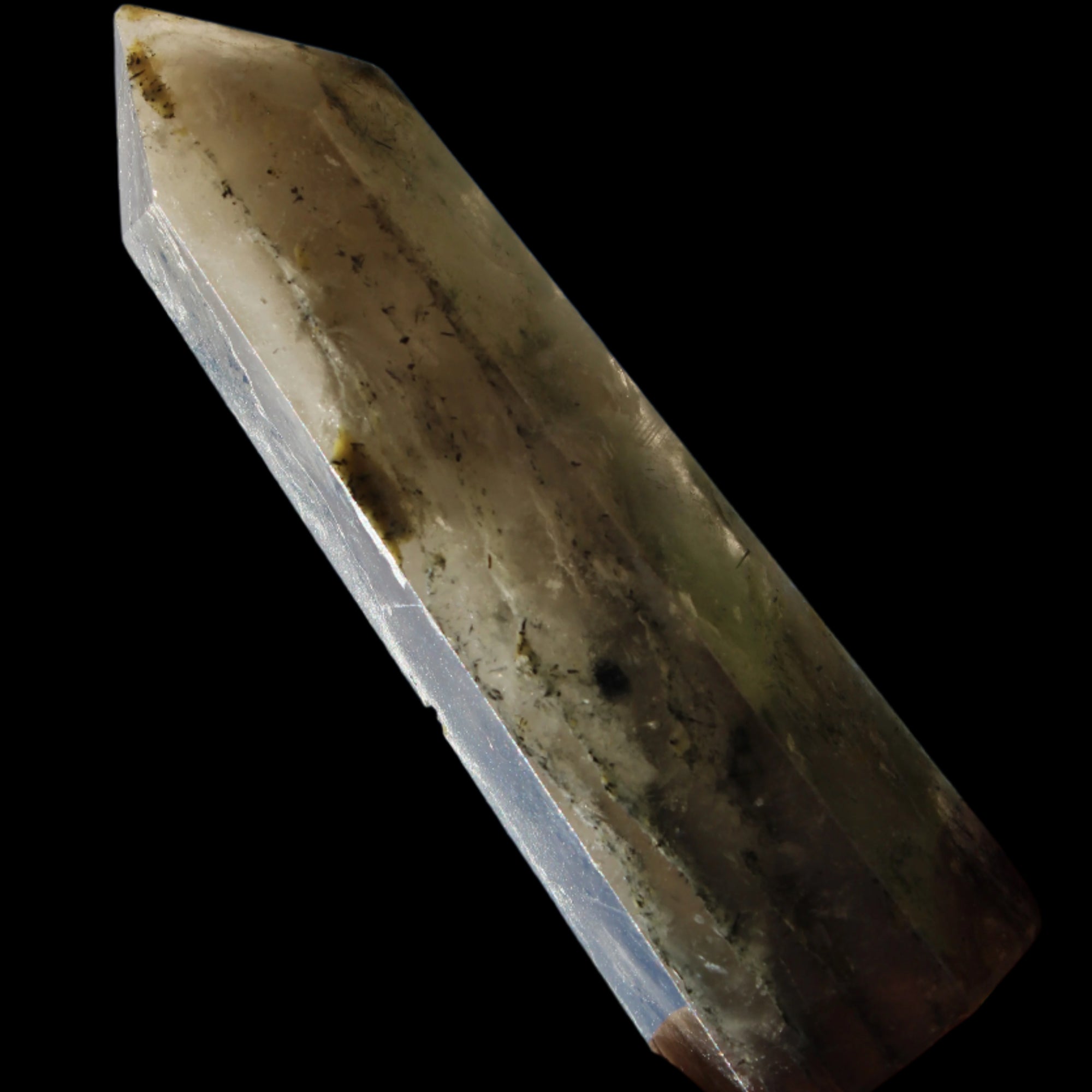 Green Hair Ghost Smoky Quartz wand 37g in sunlight - Rocks and Things Store