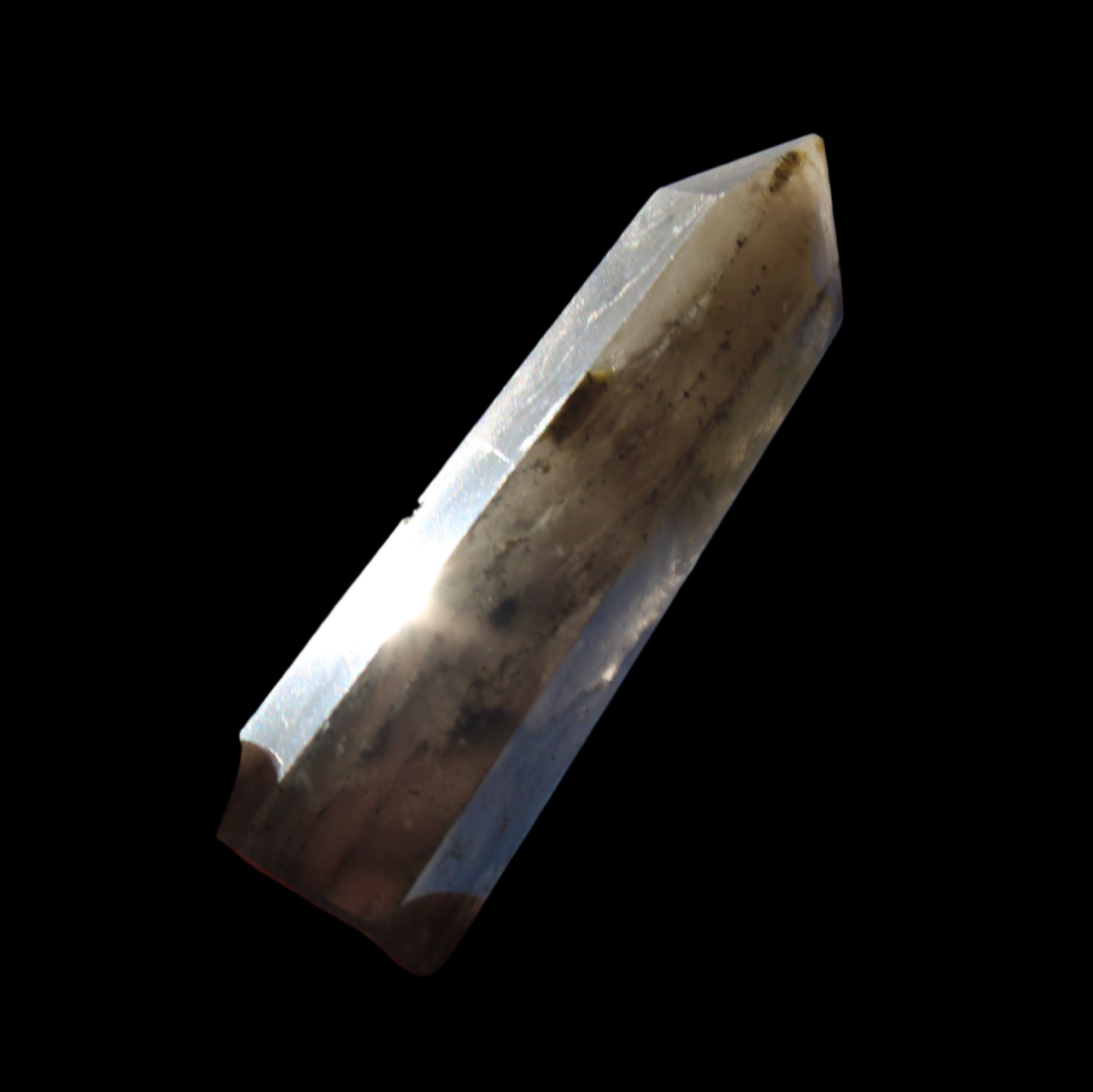 Green Hair Ghost Smoky Quartz wand 37g in sunlight - Rocks and Things Store
