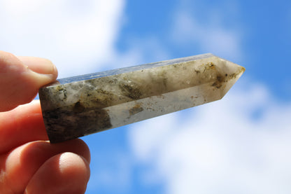 Green hair ghost Smoky Quartz wand 37g Rocks and Things