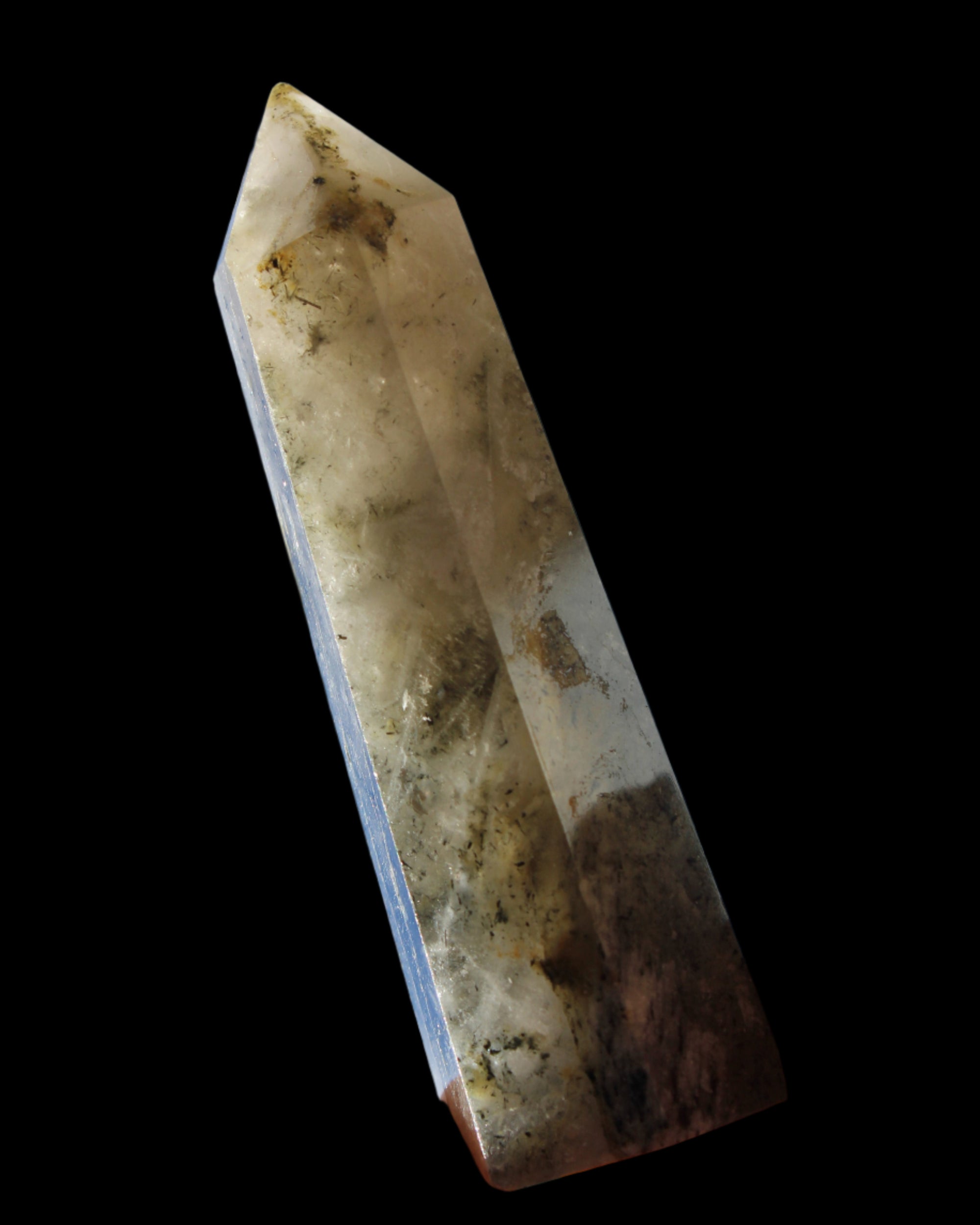 Green Hair Ghost Smoky Quartz wand 37g in sunlight - Rocks and Things Store