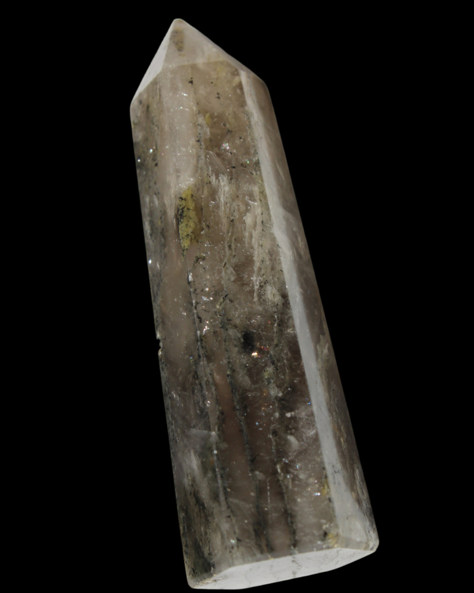 Green Hair Ghost Smoky Quartz wand 37g in sunlight - Rocks and Things Store