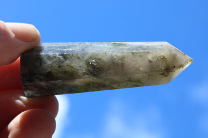 Green hair ghost Smoky Quartz wand 37g Rocks and Things