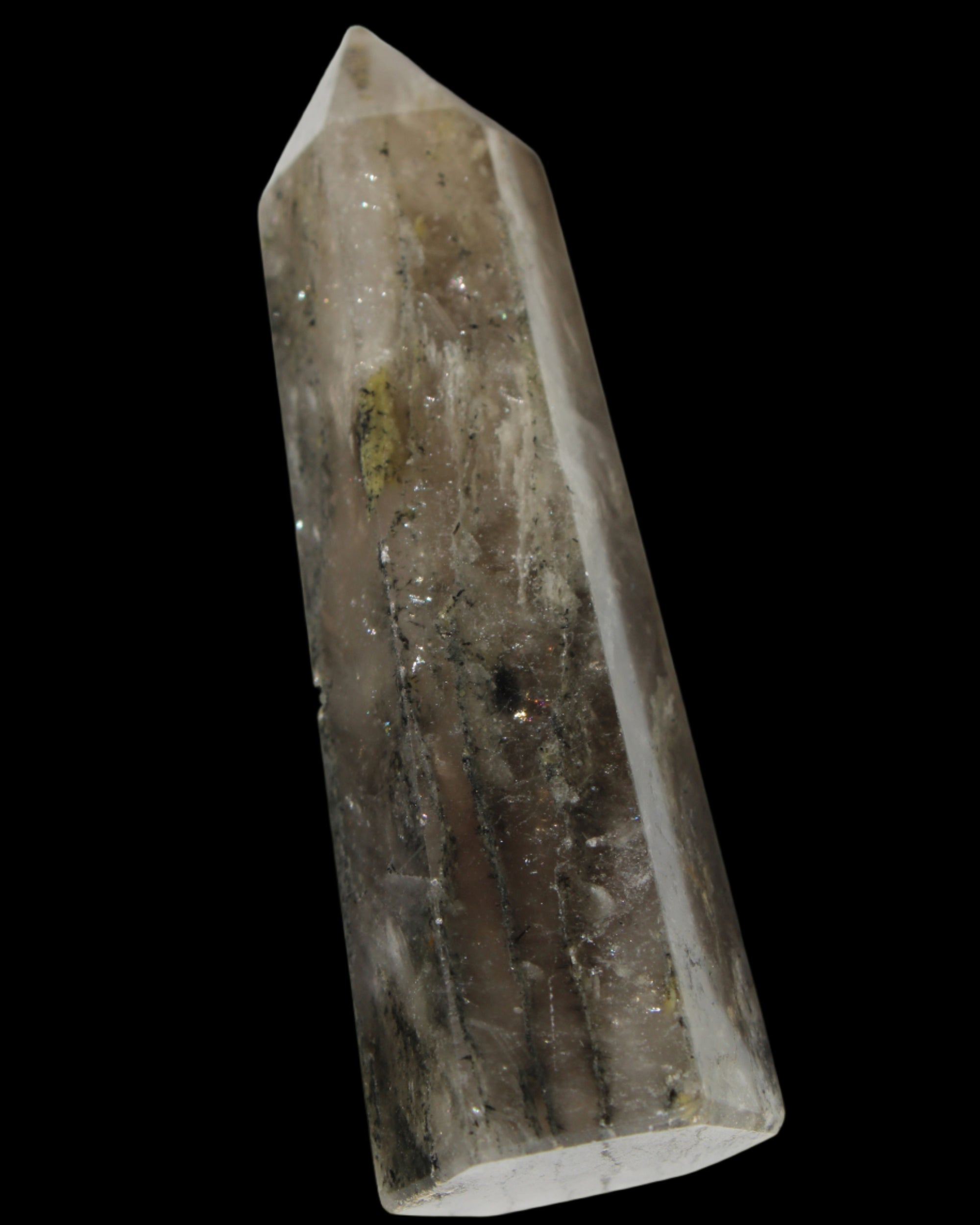 Green Hair Ghost Smoky Quartz wand 37g in sunlight - Rocks and Things Store