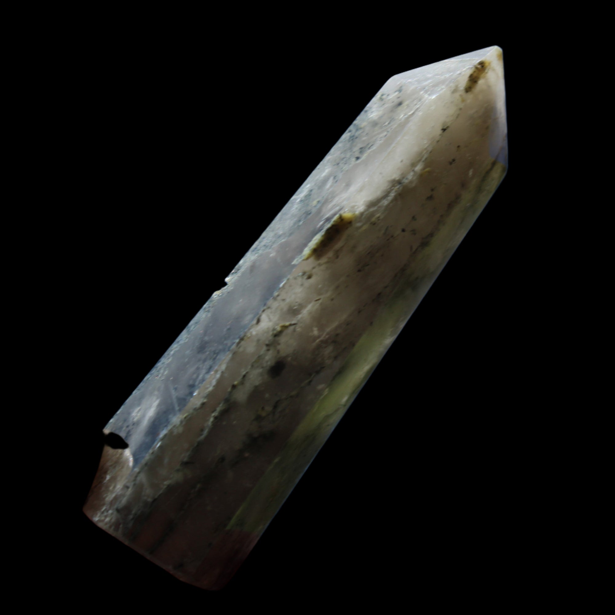 Green Hair Ghost Smoky Quartz wand 37g in sunlight - Rocks and Things Store