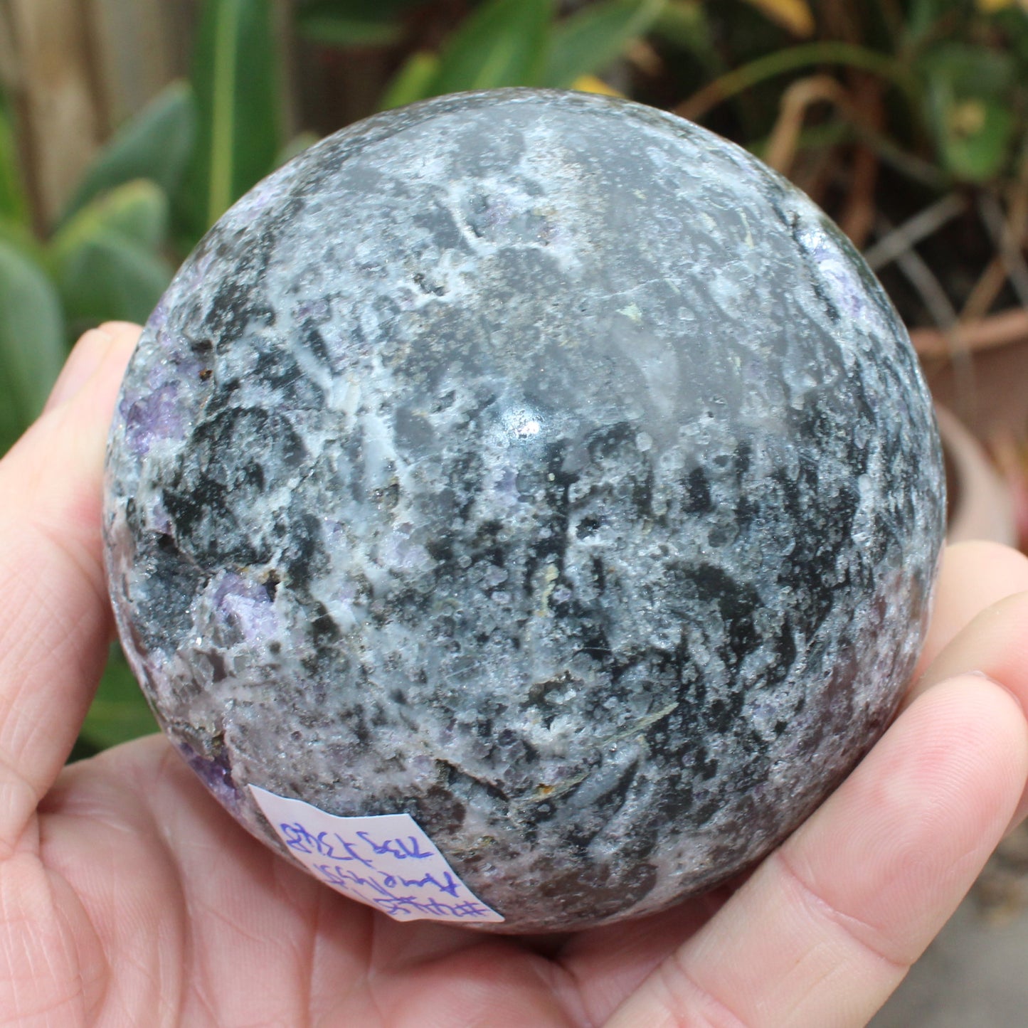 Amethyst Sphalerite sphere 713g