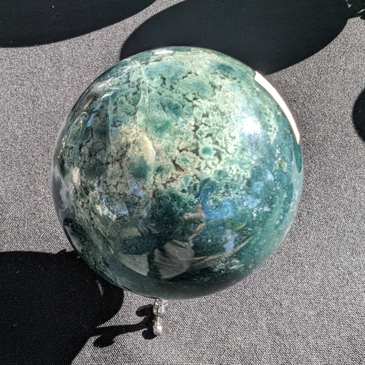 Moss Agate sphere 394g Rocks and Things