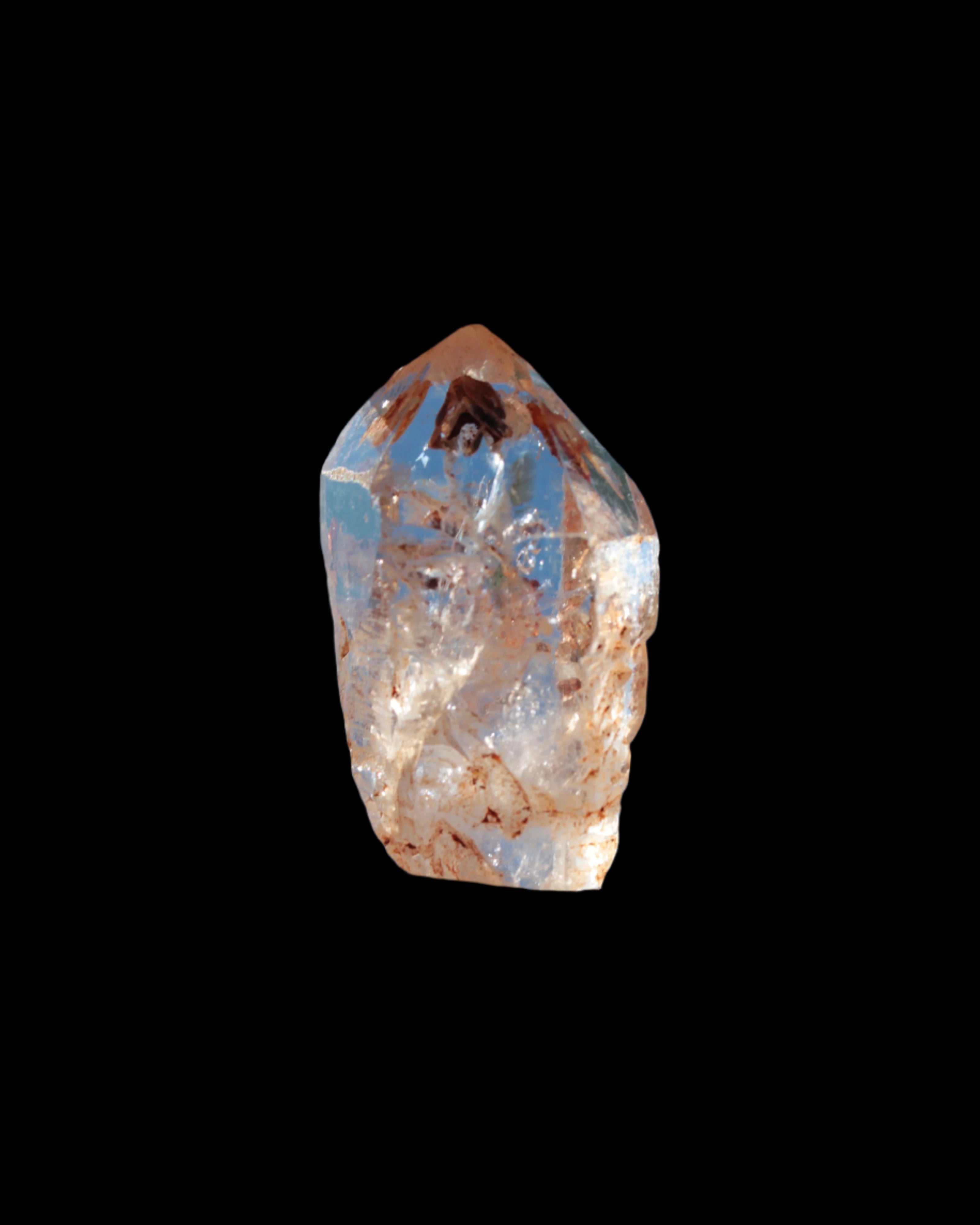 Fenster Diamond Quartz with petroleum fluorescence 30-35mm 10-12g in sunlight - Rocks and Things Store