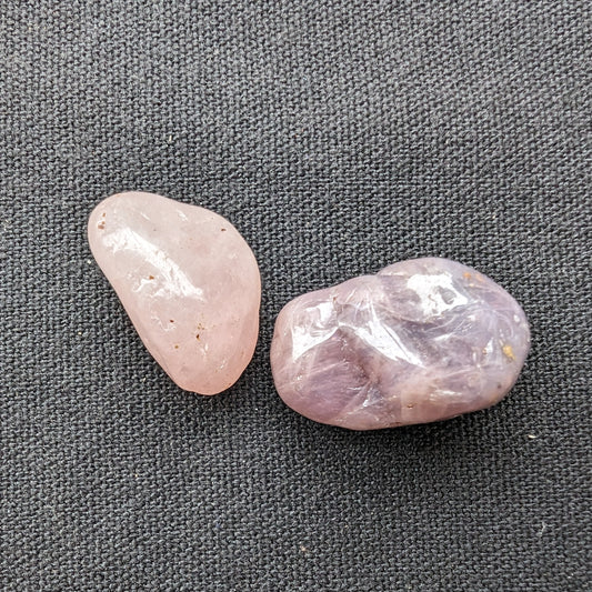 Pink-Lilac Kunzite Spodumene 2 tumble polished stones 6-8g