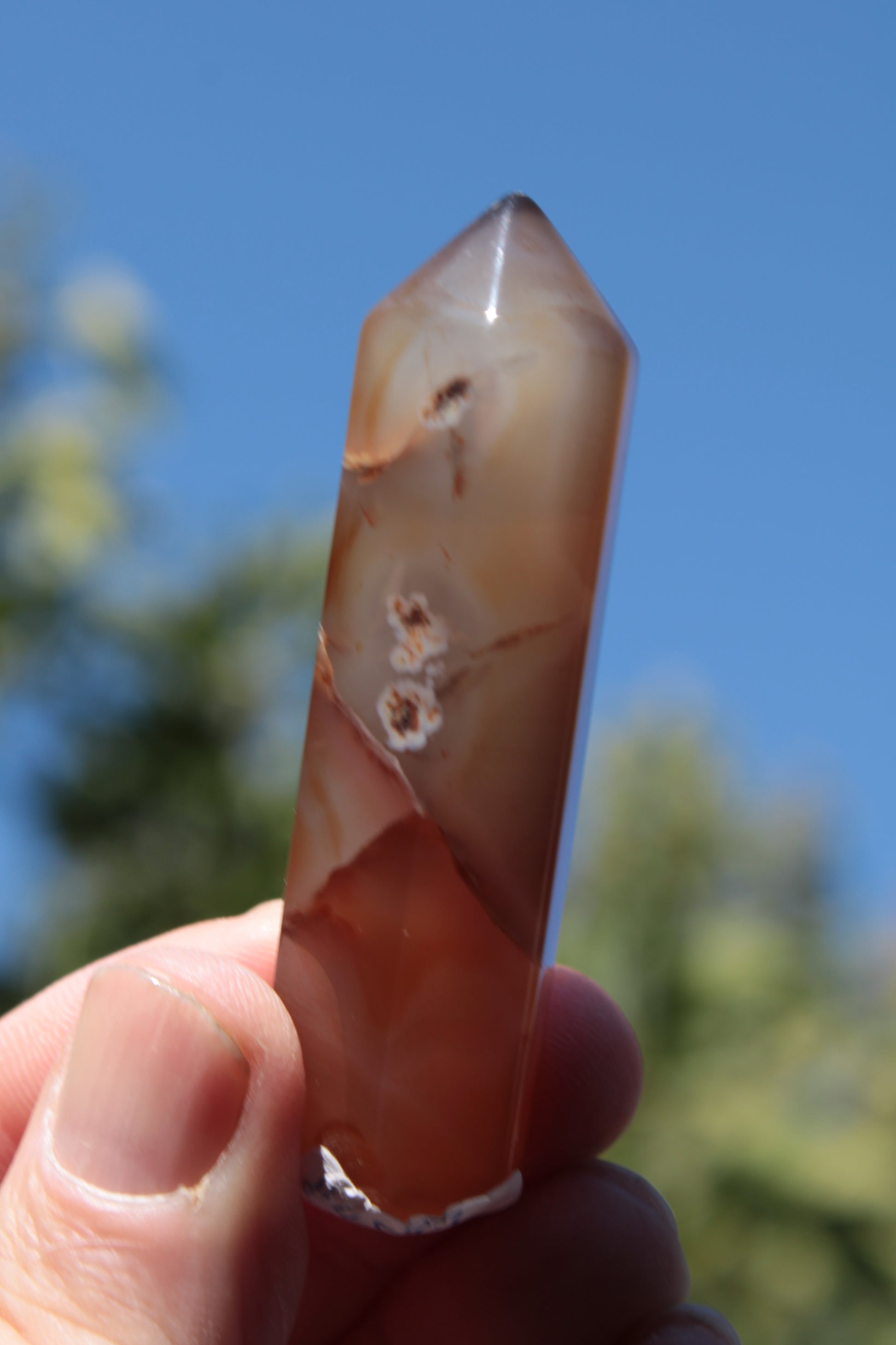 Cherry Blossom Agate wand from Madagascar 43g Rocks and Things