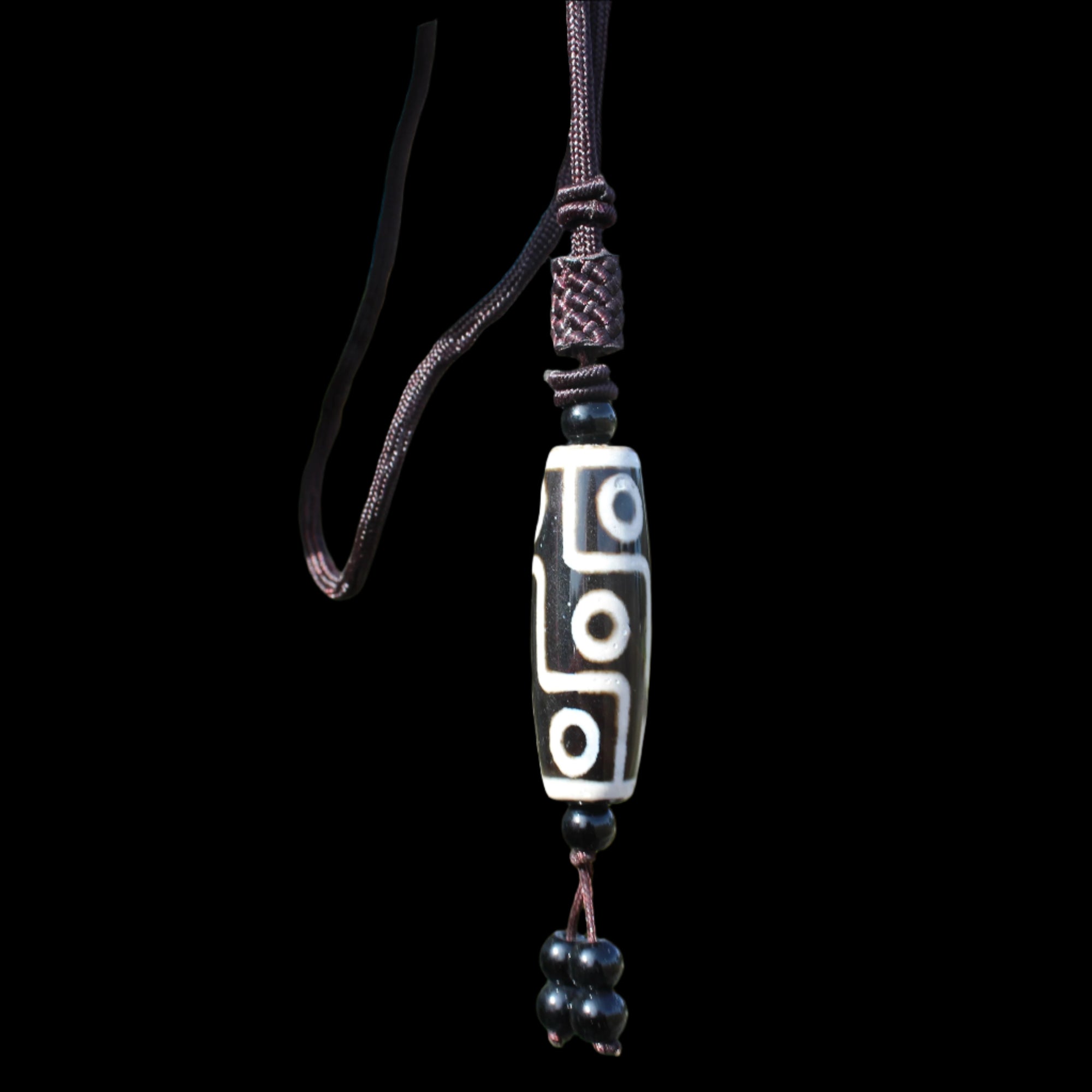 Tibet Agate Jade imitation Dzi Heaven Nine Eyes Bead Pendant in sunshine - Rocks and Things Store