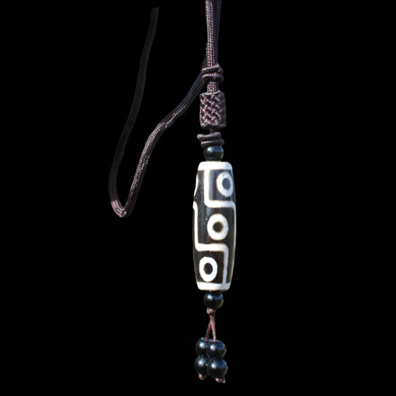 Tibet Agate Jade imitation Dzi Heaven Nine Eyes Bead Pendant in sunshine - Rocks and Things Store