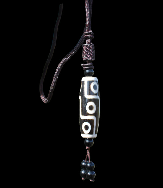 Tibet Agate Jade imitation Dzi Heaven Nine Eyes Bead Pendant in sunshine - Rocks and Things Store