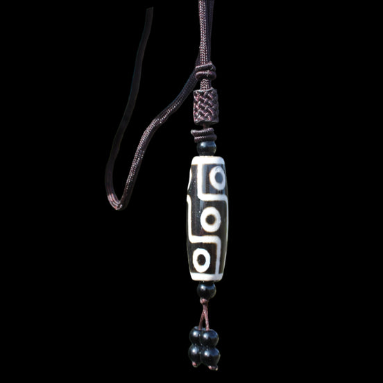 Tibet Agate Jade imitation Dzi Heaven Nine Eyes Bead Pendant in sunshine - Rocks and Things Store